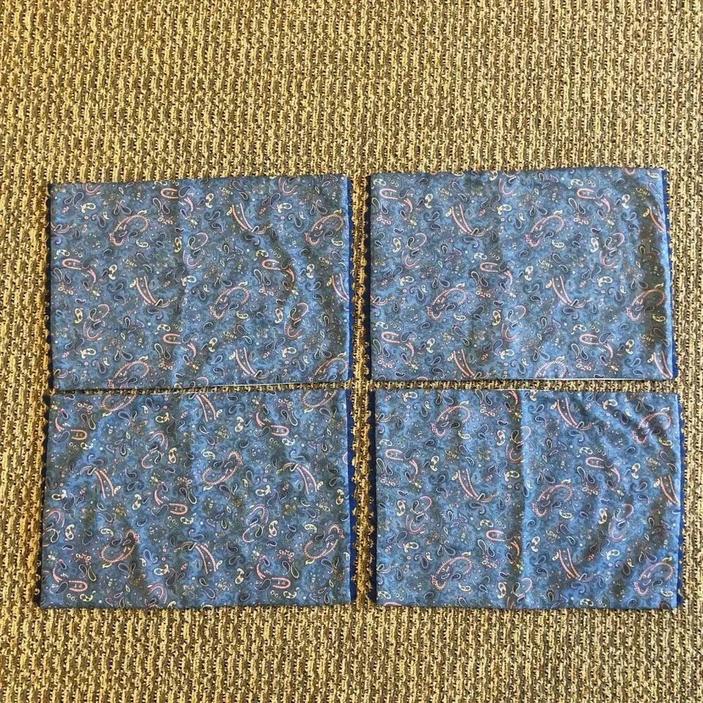 Handmade Placemats Set of 4 Never Used Paisley Blue